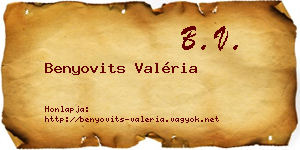 Benyovits Valéria névjegykártya